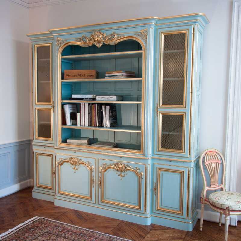 Bookcase Saumur grillagée Louis XV style