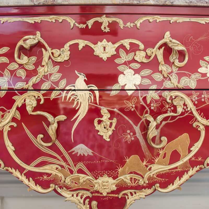 Chest of drawers Delorme Red Chinese lacquered