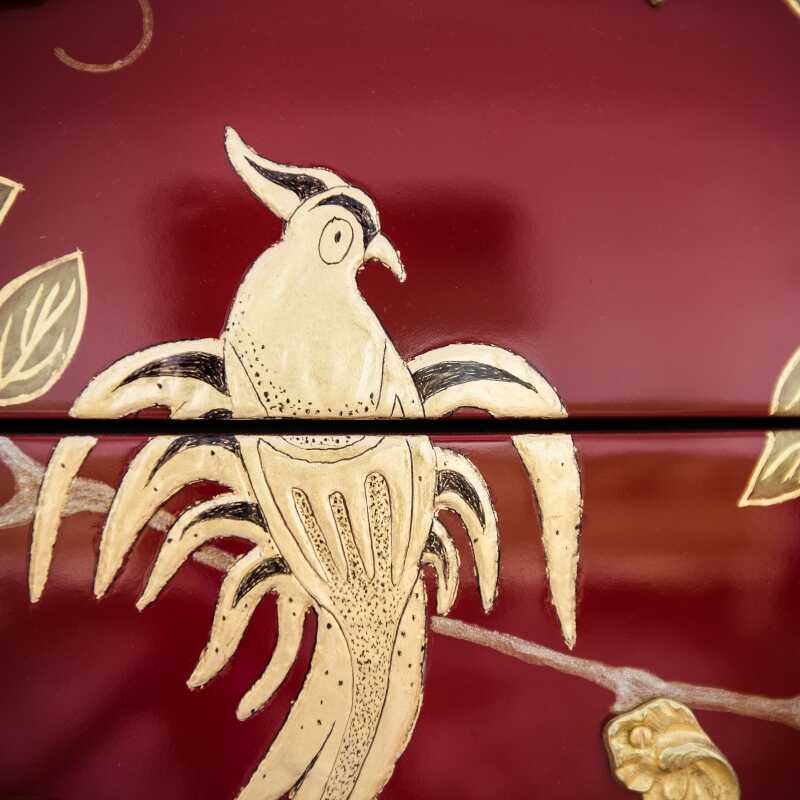 Chest of drawers Delorme Red Chinese lacquered