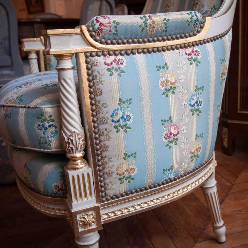 Easychair Lelarge perlée Louis XVI style 